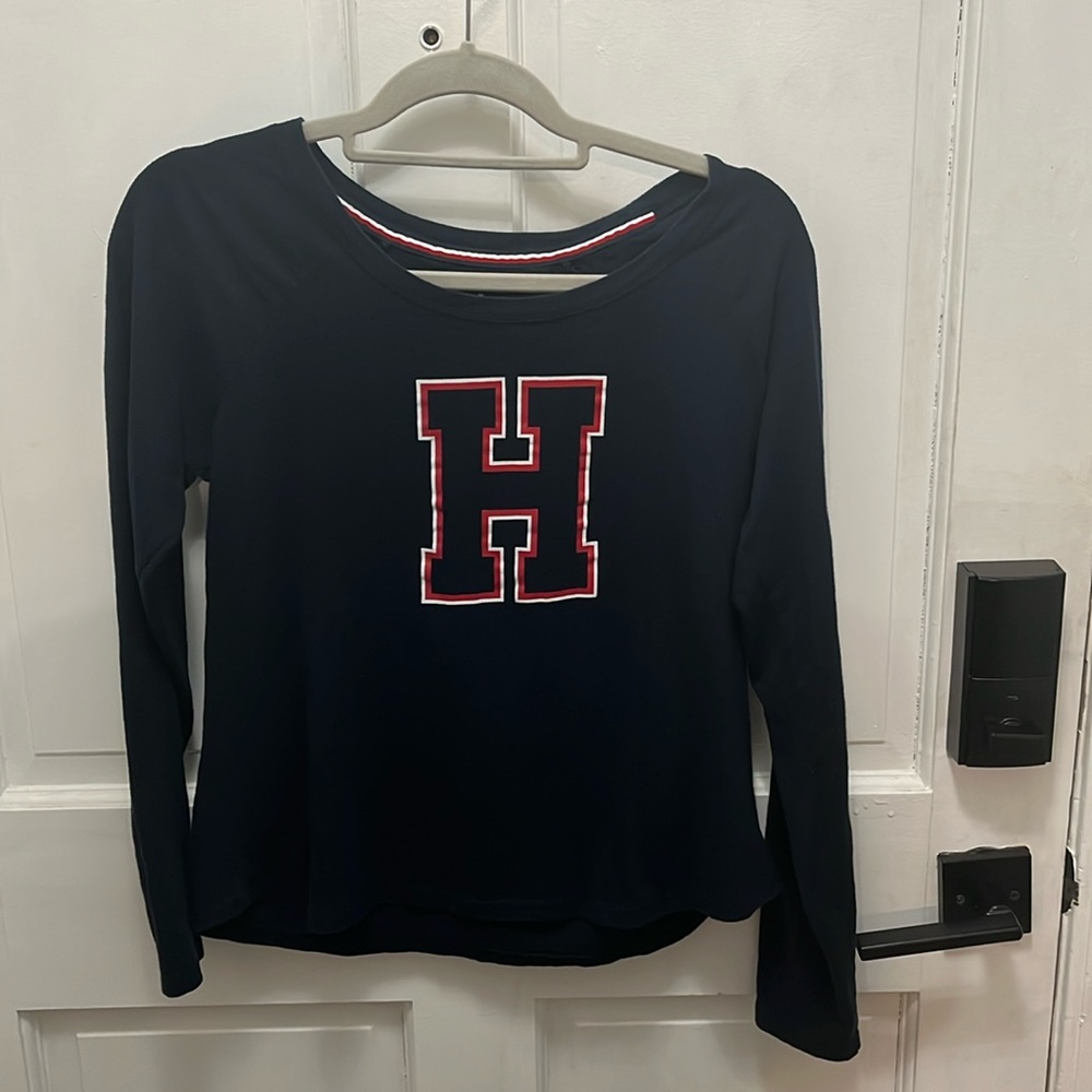 Tommy Hilfiger Womens Navy Blue Long Sleeve T shirt Size Medium